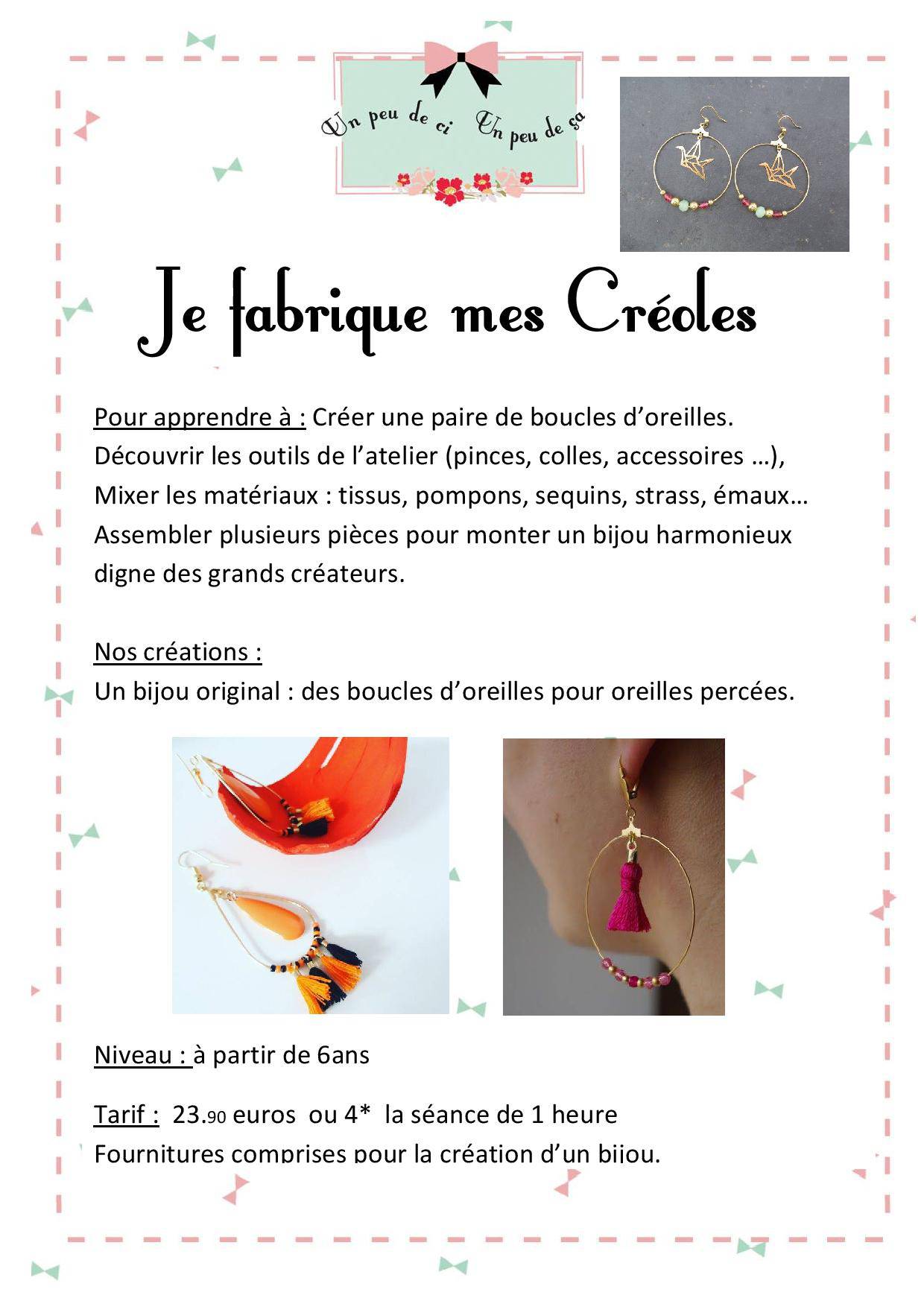 atelier bijoux un peu de ci creoles boucles